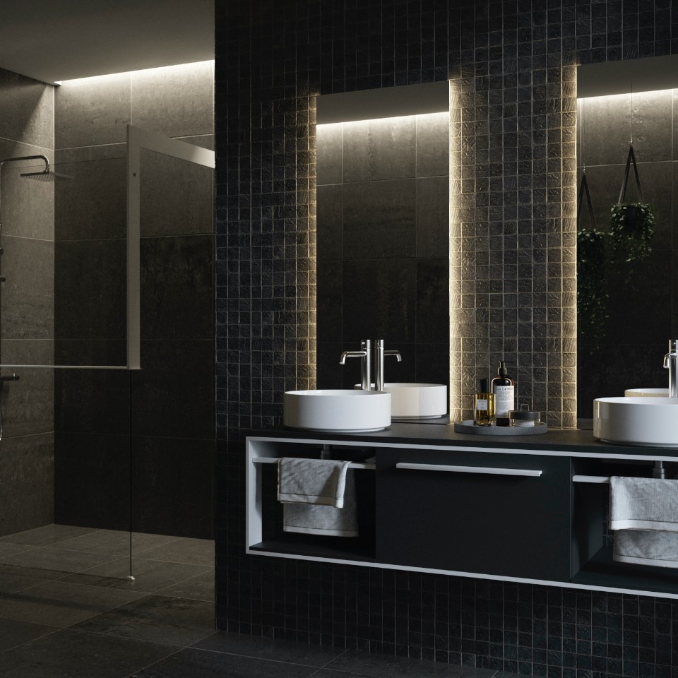 Style and uniformity fuse together
in the Iotti by Novellini Centimetro and
Frame bathroom furniture collections