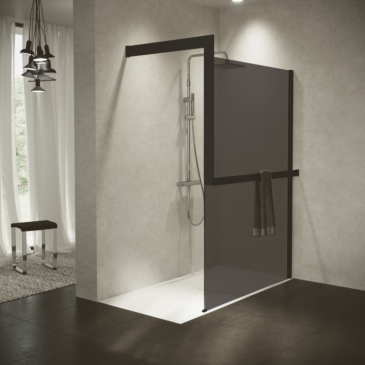 Shower spaces Kuadra H Frame fumé Novellini